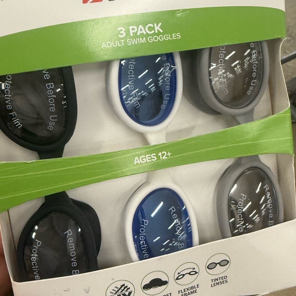 Adult Swim Goggles 3-Pack - Black, Blue, and Gray